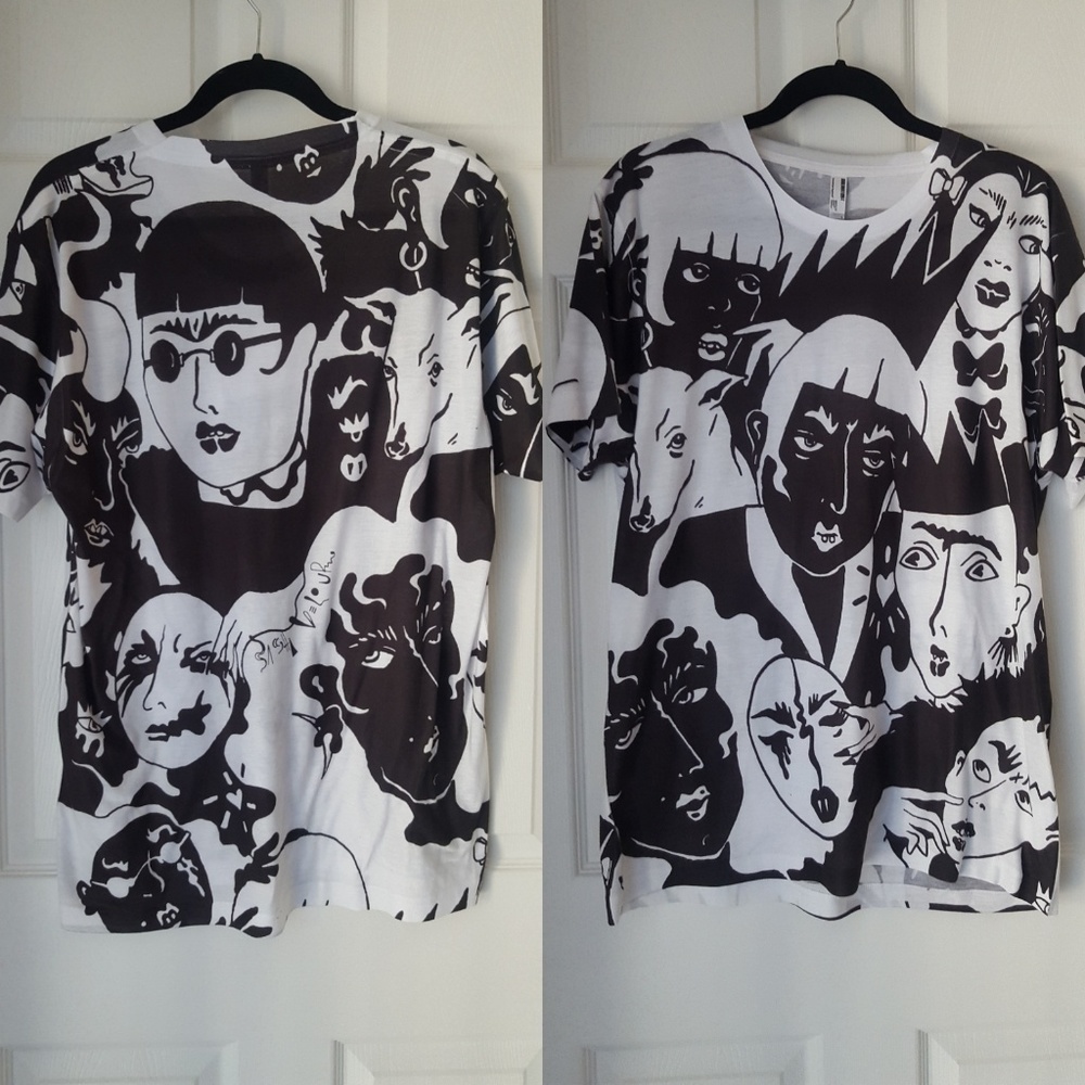 Sasha Velour black and white graphic shirt